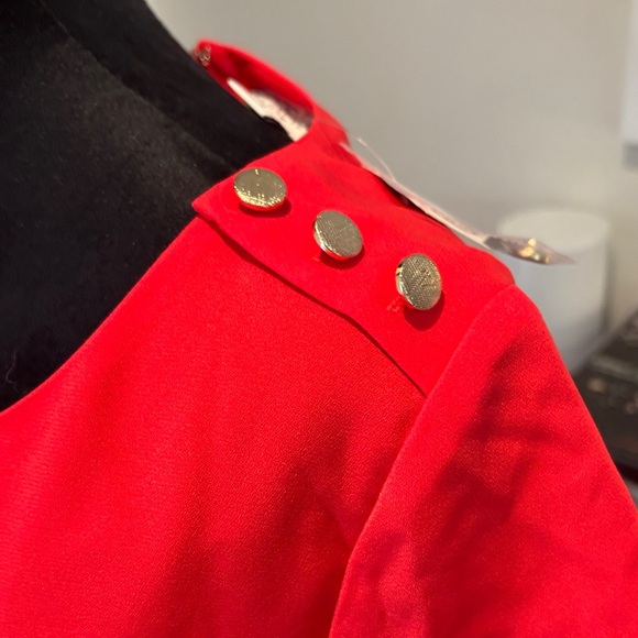 Forever 21 Vibrant Red Mini Dress w gold button accent - Picture 4 of 6